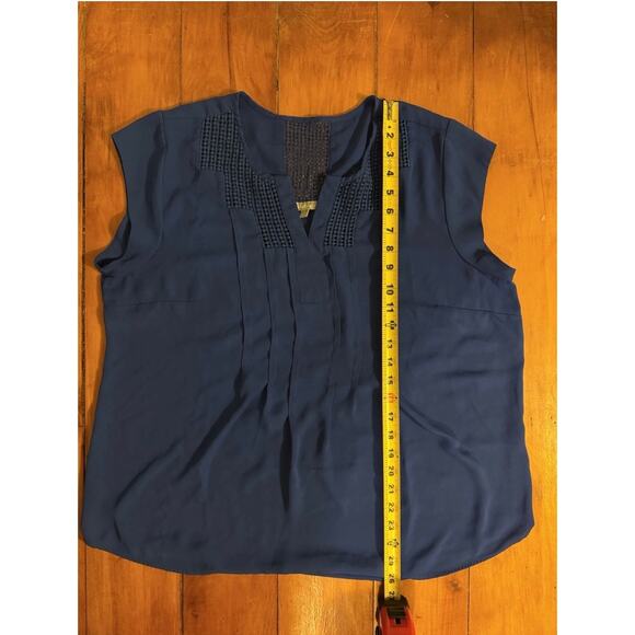 Daniel Rainn Women's Lace Detail Cap Sleeve Cobalt Blue Top Blouse SZ XL - Picture 6 of 6